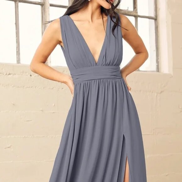 Lulus Dresses & Skirts - NWT Lulus Heavenly Hues Denim Blue Maxi Dress, Size XL